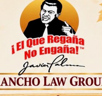 Emblema de Don Palma: caricatura de Javier Palma señalando, con la frase ¡El que regaña no engaña! y su firma